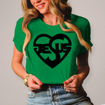 Christliches Damen T-Shirt mit Jesus-Herz-Print