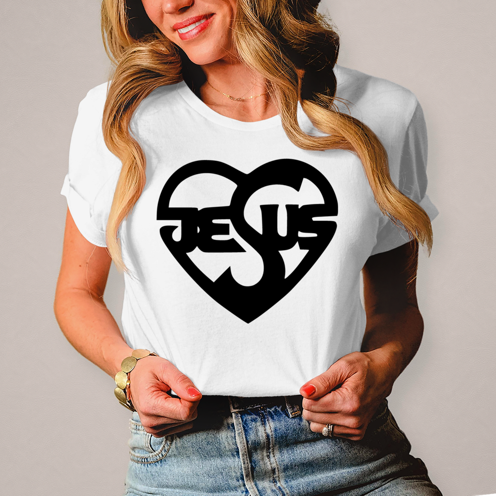 Christliches Damen T-Shirt mit Jesus-Herz-Print