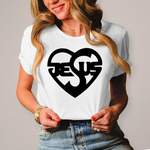 Christliches Damen T-Shirt mit Jesus-Herz-Print