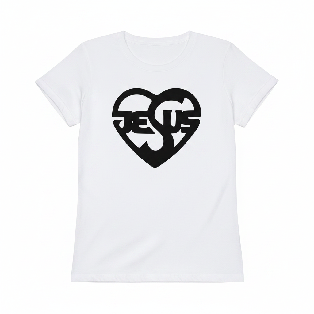 Christliches Damen T-Shirt mit Jesus-Herz-Print