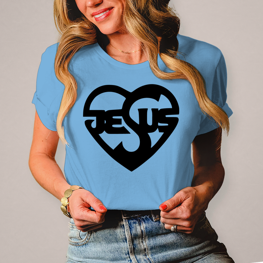 Christliches Damen T-Shirt mit Jesus-Herz-Print