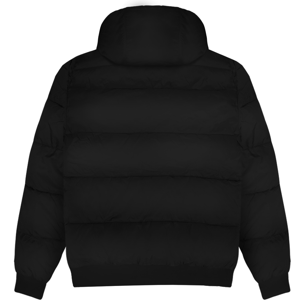 Schwarze Puffer Winterjacke mit edlem Gold-Logo