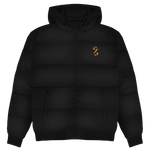 Schwarze Puffer Winterjacke mit edlem Gold-Logo