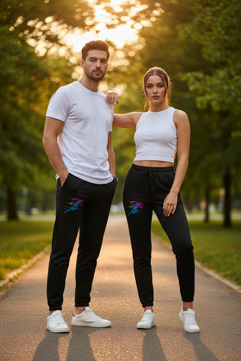 Unisex Jogginghose mit dynamischem Polygon-Runner-Print