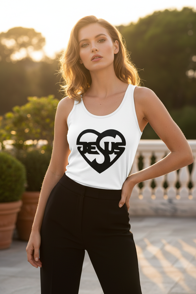 Damen Basic Tank Top mit Jesusmotiv – Glaube & Style