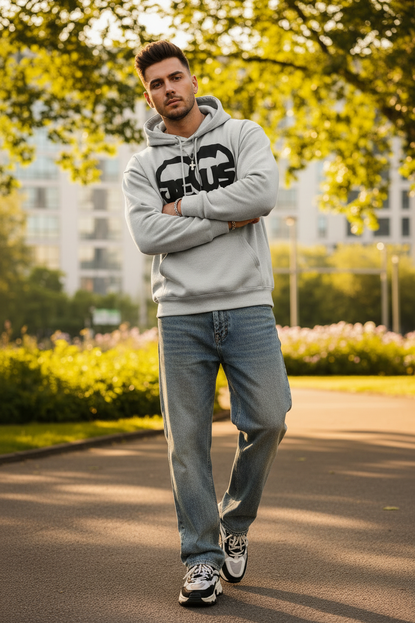 Herren Hoodie mit Jesusmotiv – Glaube & Style