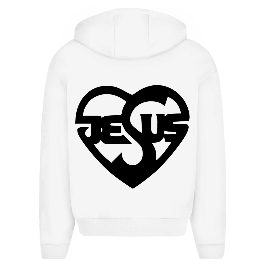 Herren Oversize Zipper Hoodie mit Jesusmotiv – Glaube & Style