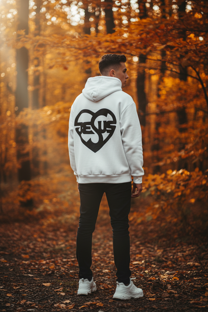 Herren Oversize Zipper Hoodie mit Jesusmotiv – Glaube & Style