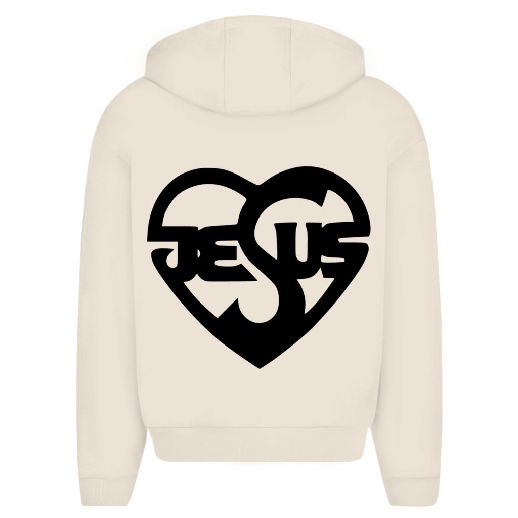 Herren Oversize Zipper Hoodie mit Jesusmotiv – Glaube & Style