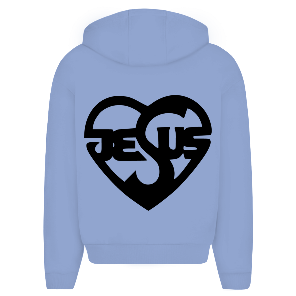 Herren Oversize Zipper Hoodie mit Jesusmotiv – Glaube & Style