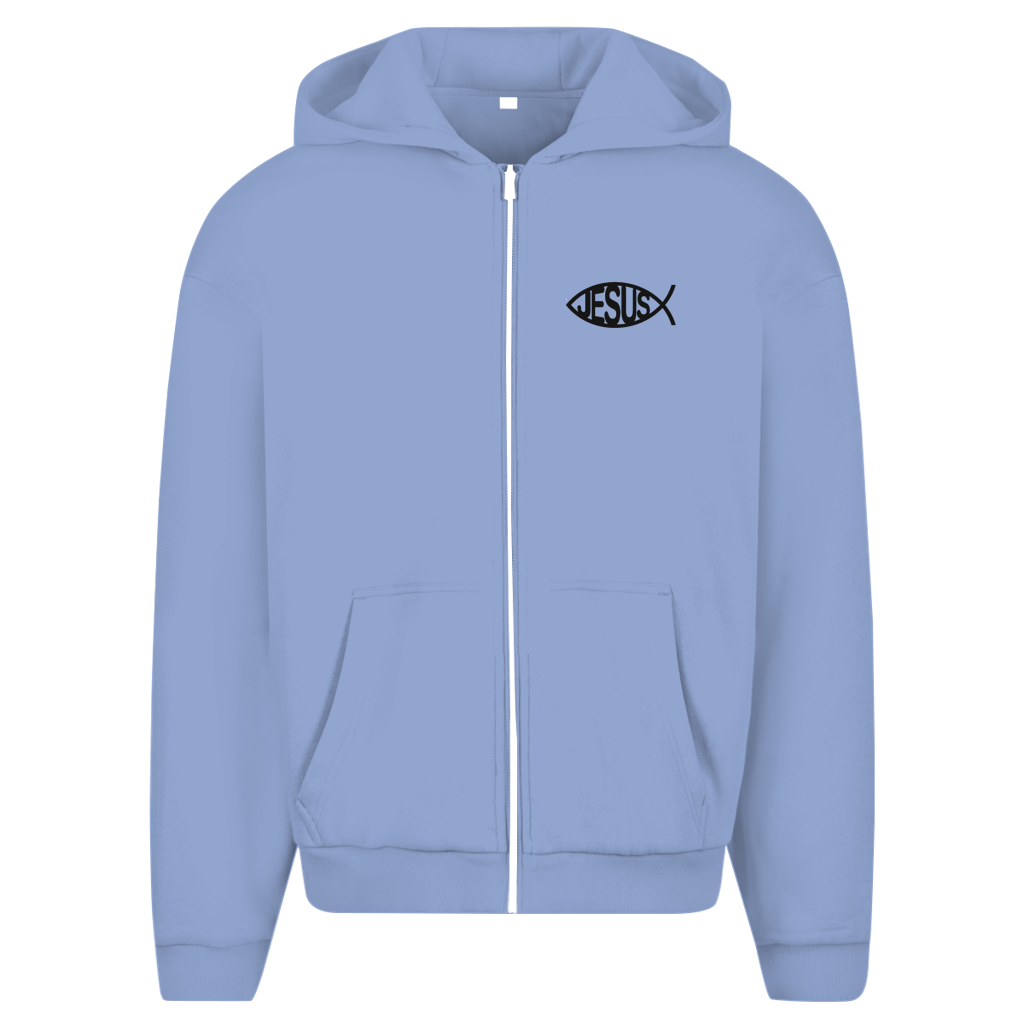 Herren Oversize Zipper Hoodie mit Jesusmotiv – Glaube & Style