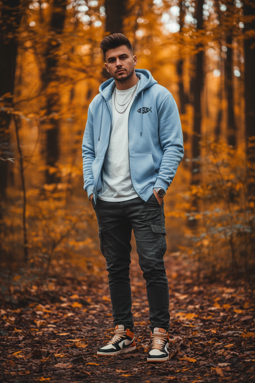 Herren Oversize Zipper Hoodie mit Jesusmotiv – Glaube & Style