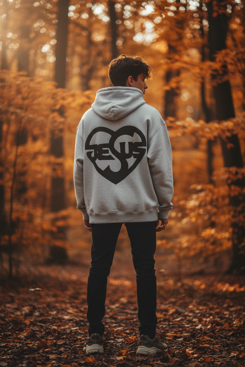Herren Oversize Zipper Hoodie mit Jesusmotiv – Glaube & Style
