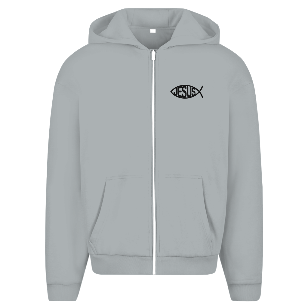 Herren Oversize Zipper Hoodie mit Jesusmotiv – Glaube & Style