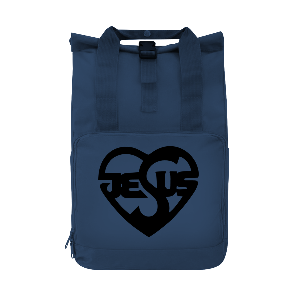 Flexibler Christlicher Roll-Top Rucksack mit Jesus-Herz