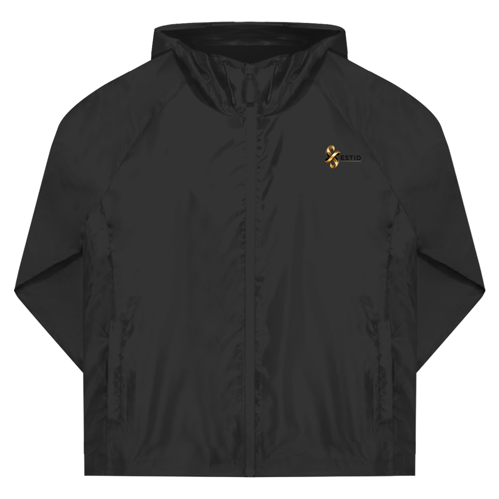 Schwarzer Herren-Windbreaker mit goldenem Logo