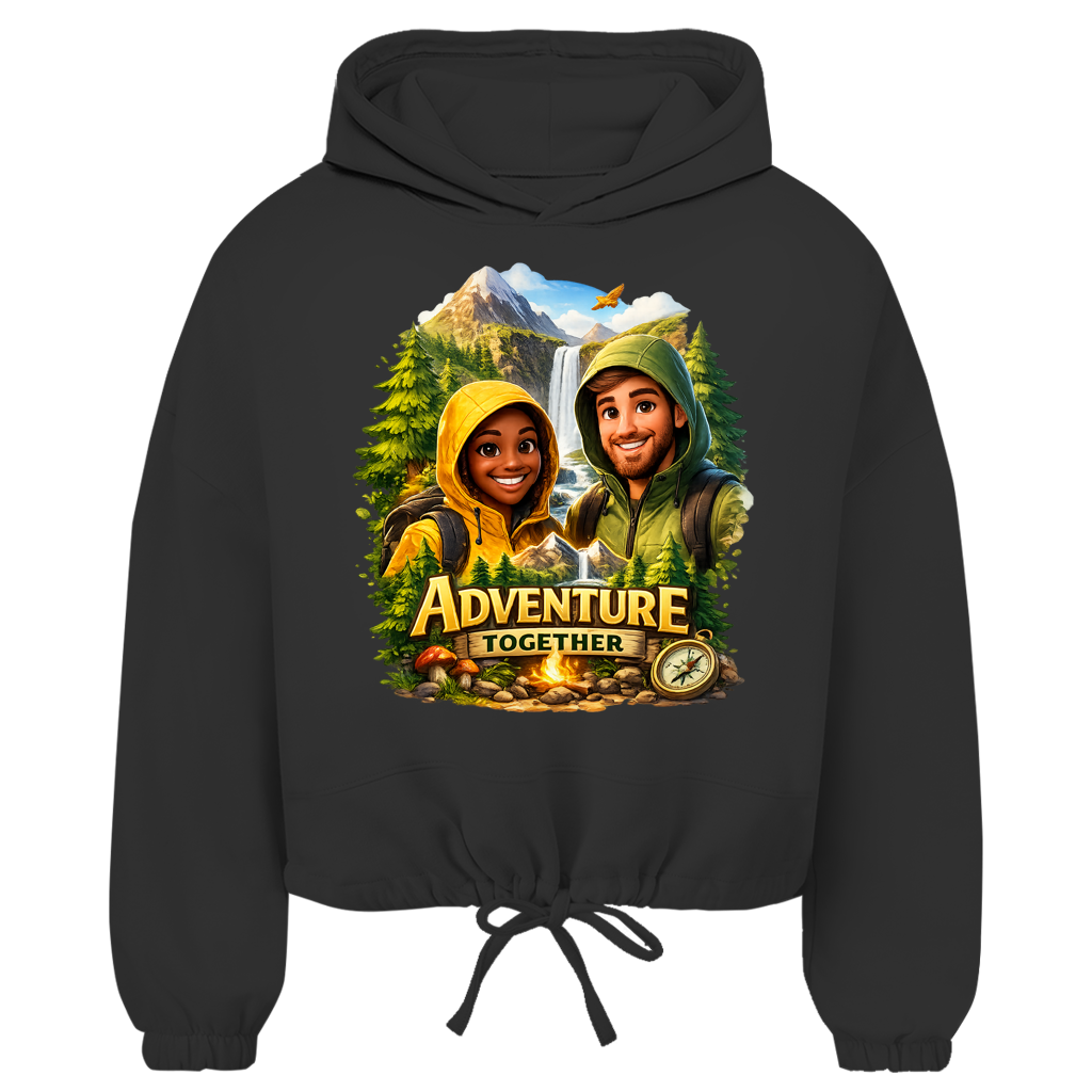 Damen Cropped Hoodie „Adventure Together“ | Sustainable Streetwear