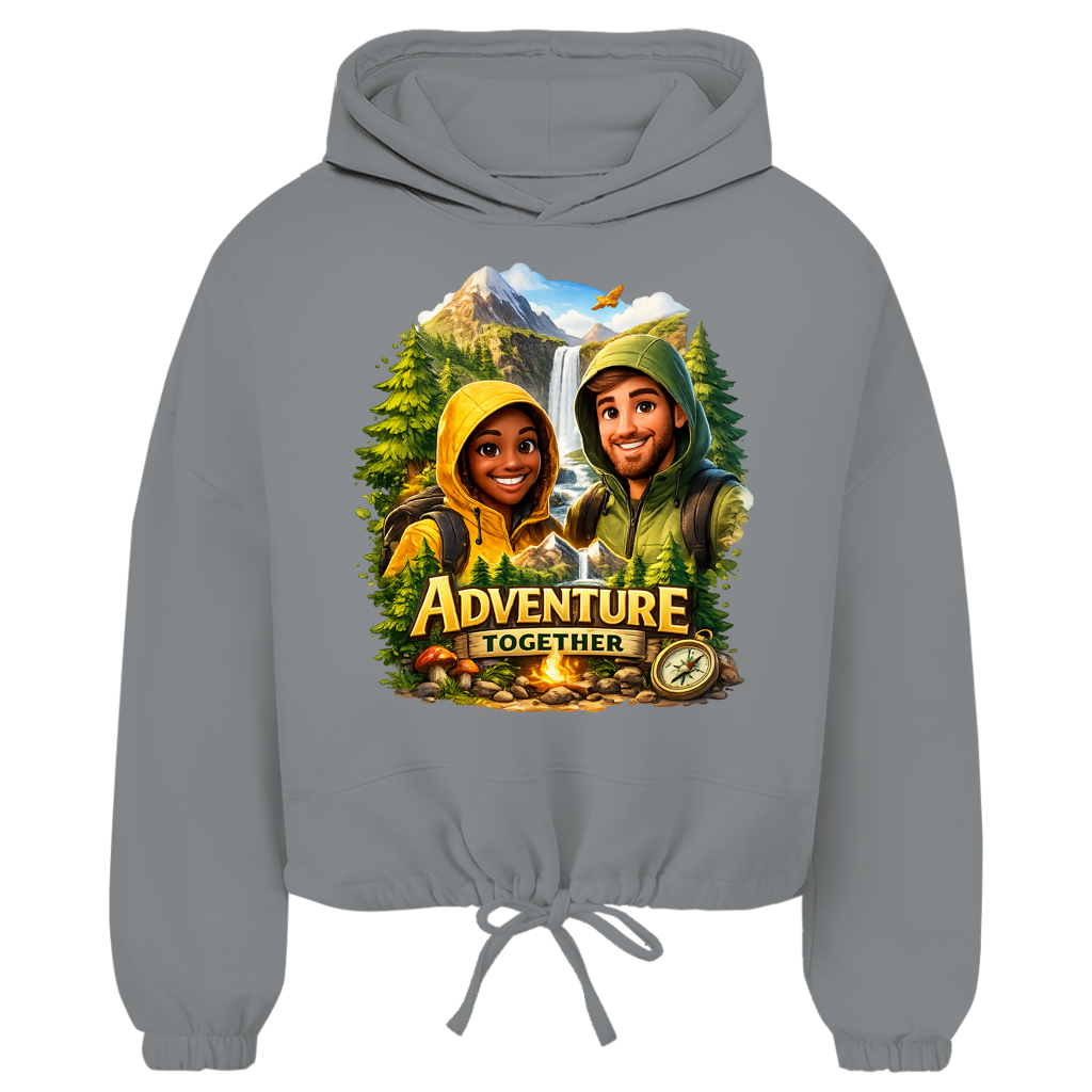 Damen Cropped Hoodie „Adventure Together“ | Sustainable Streetwear