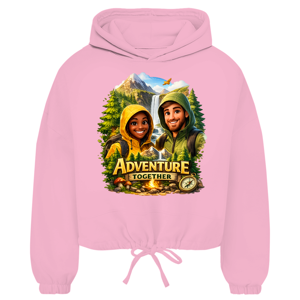 Damen Cropped Hoodie „Adventure Together“ | Sustainable Streetwear
