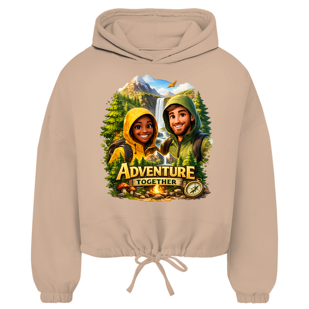 Damen Cropped Hoodie „Adventure Together“ | Sustainable Streetwear