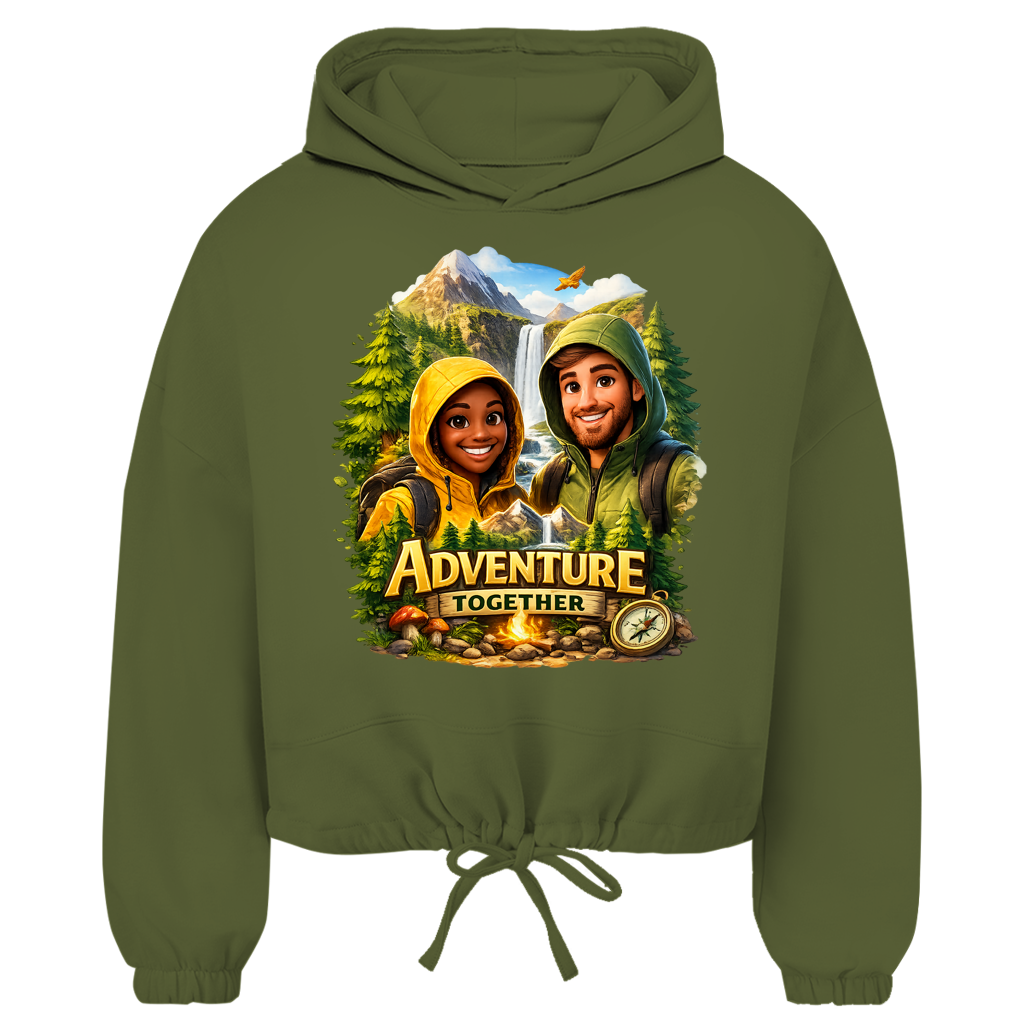 Damen Cropped Hoodie „Adventure Together“ | Sustainable Streetwear