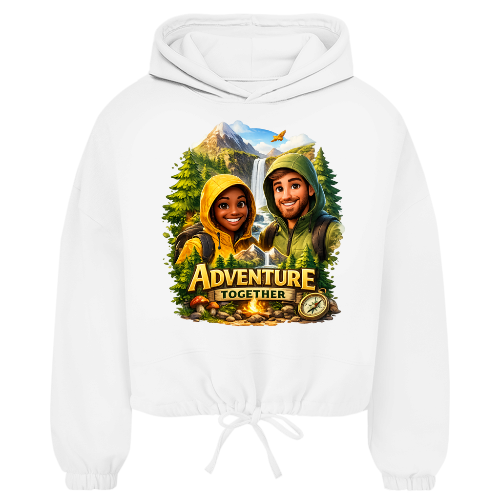 Damen Cropped Hoodie „Adventure Together“ | Sustainable Streetwear