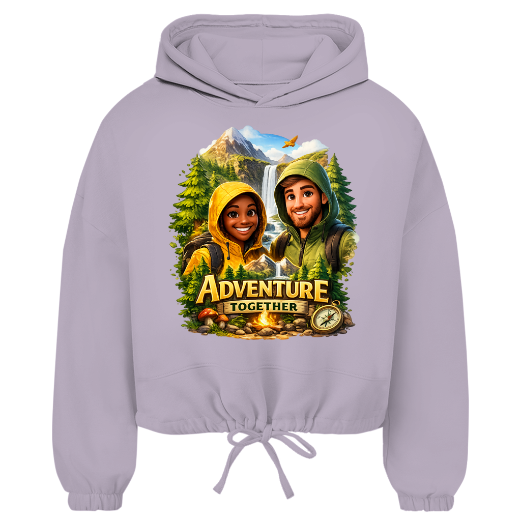 Damen Cropped Hoodie „Adventure Together“ | Sustainable Streetwear