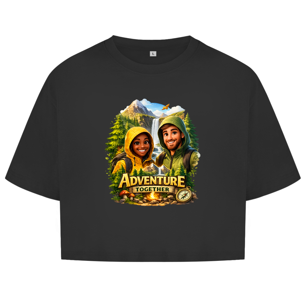 Lässiges Damen Fitness Crop Shirt „Adventure Together“ | ESTID