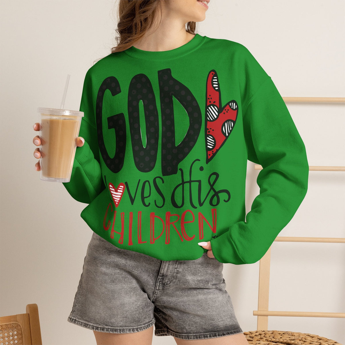 Gott liebt Seine Kinder Sweatshirt – Faith-Crewneck für Kinder und Familie