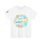 Strandurlaub T-Shirt – Retro Sonnenuntergang mit Palmen & ‚Urlaub‘ Wortwolke