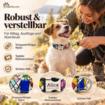 Hundehalsband "Miro" mit Namen und Telefon graviert, Nylon, Art Style