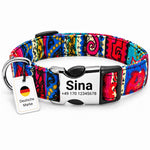 Hundehalsband „Sina“ – Personalisiert mit Namen & Nummer | Verstellbar, bunt & robust