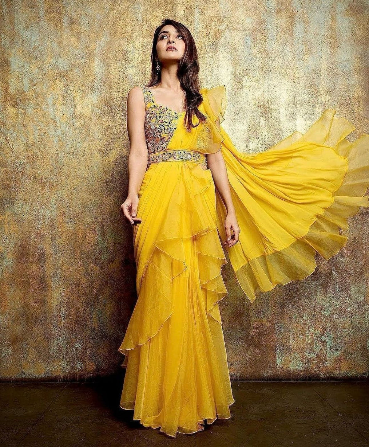 Lehenga Saree With Full-Stitched Blouse With Embroidery Work