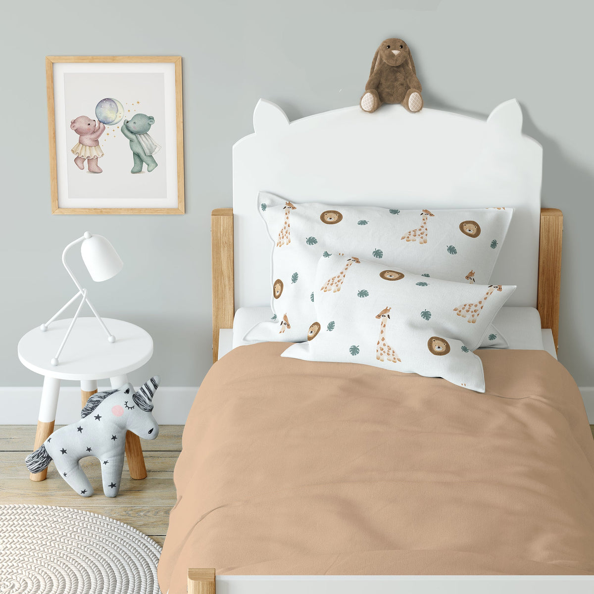 "Giraffe und Löwe" Premium Kinderbettwäsche