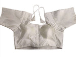 Women White Solid Mulbury Silk Readymade Saree Blouse