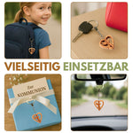 Schlüsselanhänger Schutzengel im Herz aus Olivenholz | Liebevoller Glücksbringer als Geschenk zur Taufe, Kommunion & Geburtstag Namma Markt