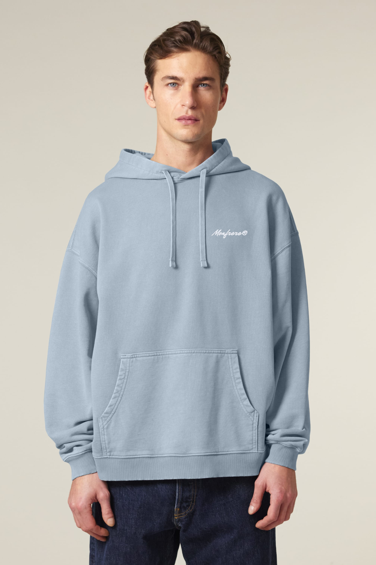 White Label Stick Oversize Garment-Dyed-Hoodie