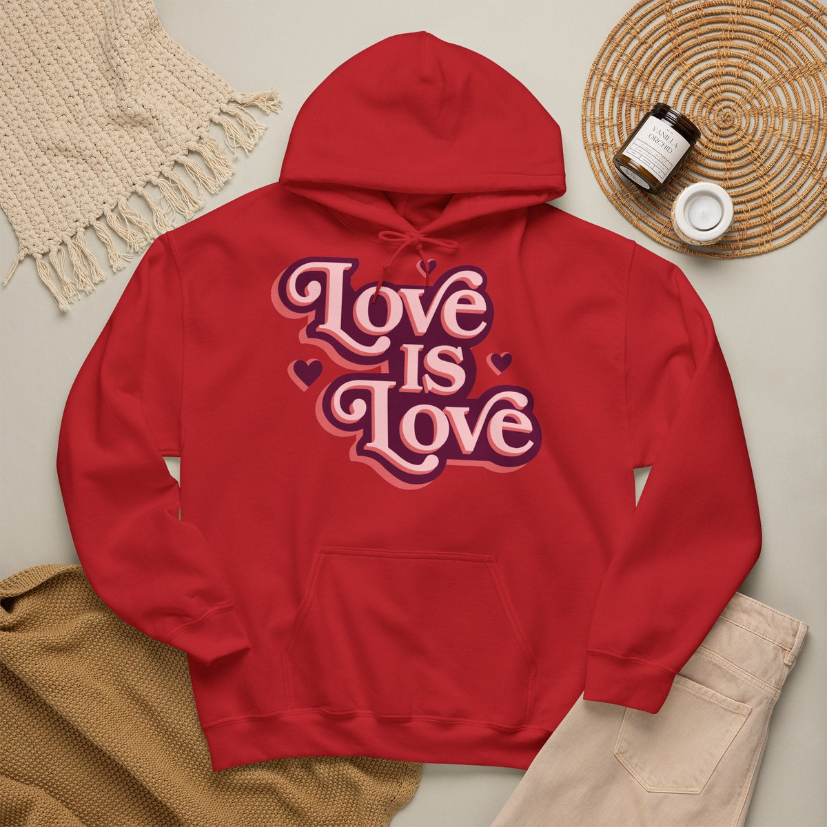 Love Is Love Hoodie – Retro Herz Pride Kapuzenpullover
