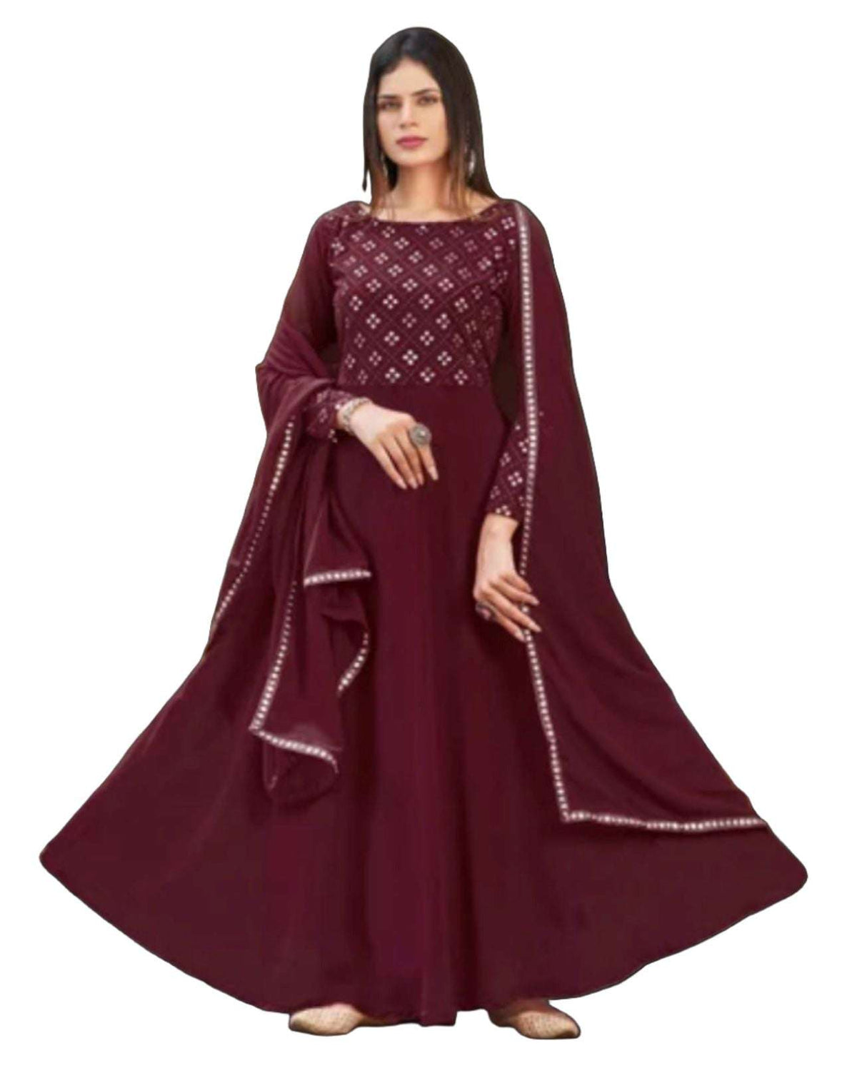 Anarkali Gown Chiffon Embroidered Churidar Gown
