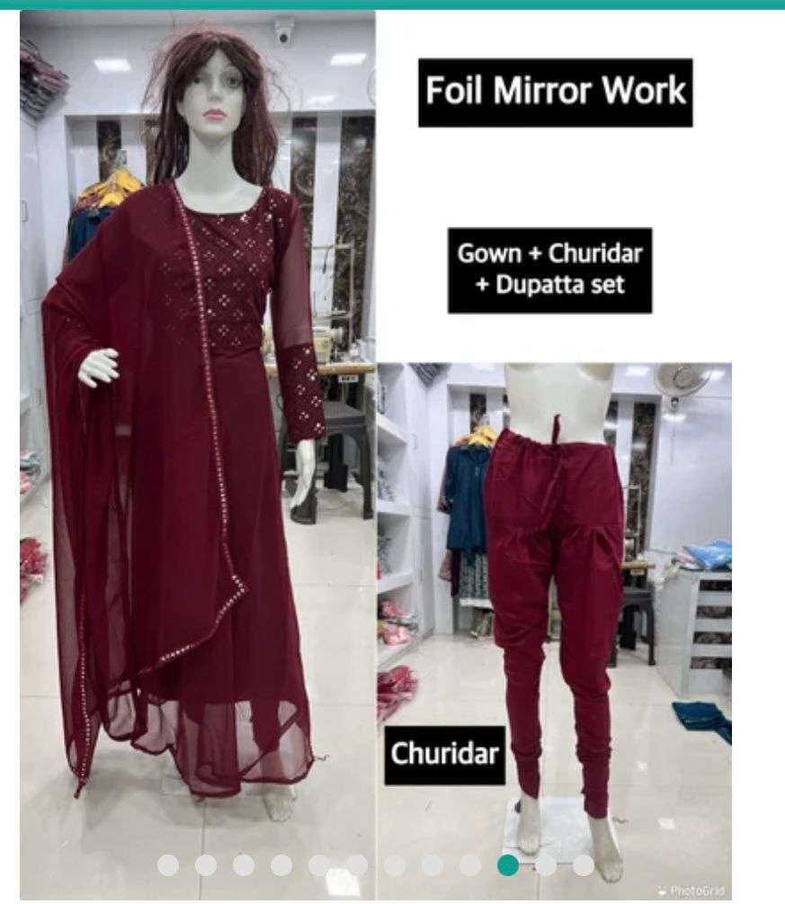 Anarkali Gown Chiffon Embroidered Churidar Gown