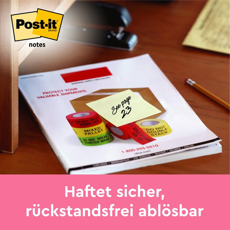 Post-it® Notes, Gelb, 38 mm x 51 mm, Promotion, 100 Blatt/Block, 16 Blöcke + 4 Gratis/Packung, 100% PEFC, SGSCH-PEFC-COC-110078 | Packung (1 Stück)