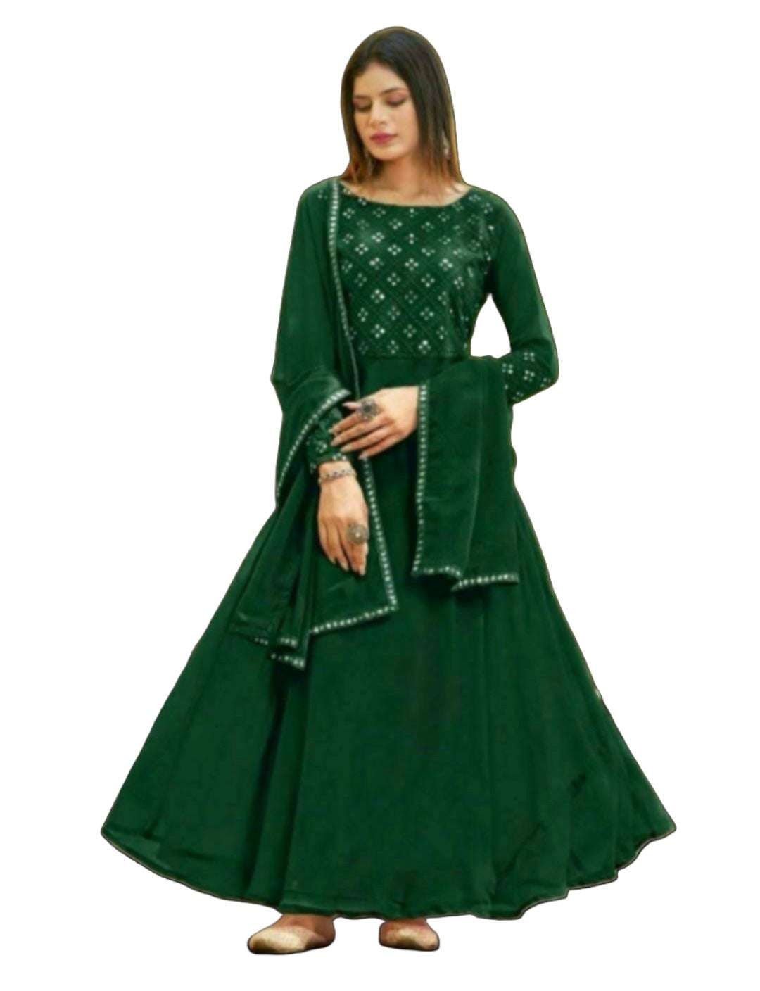 Anarkali Gown Chiffon Embroidered Churidar Gown