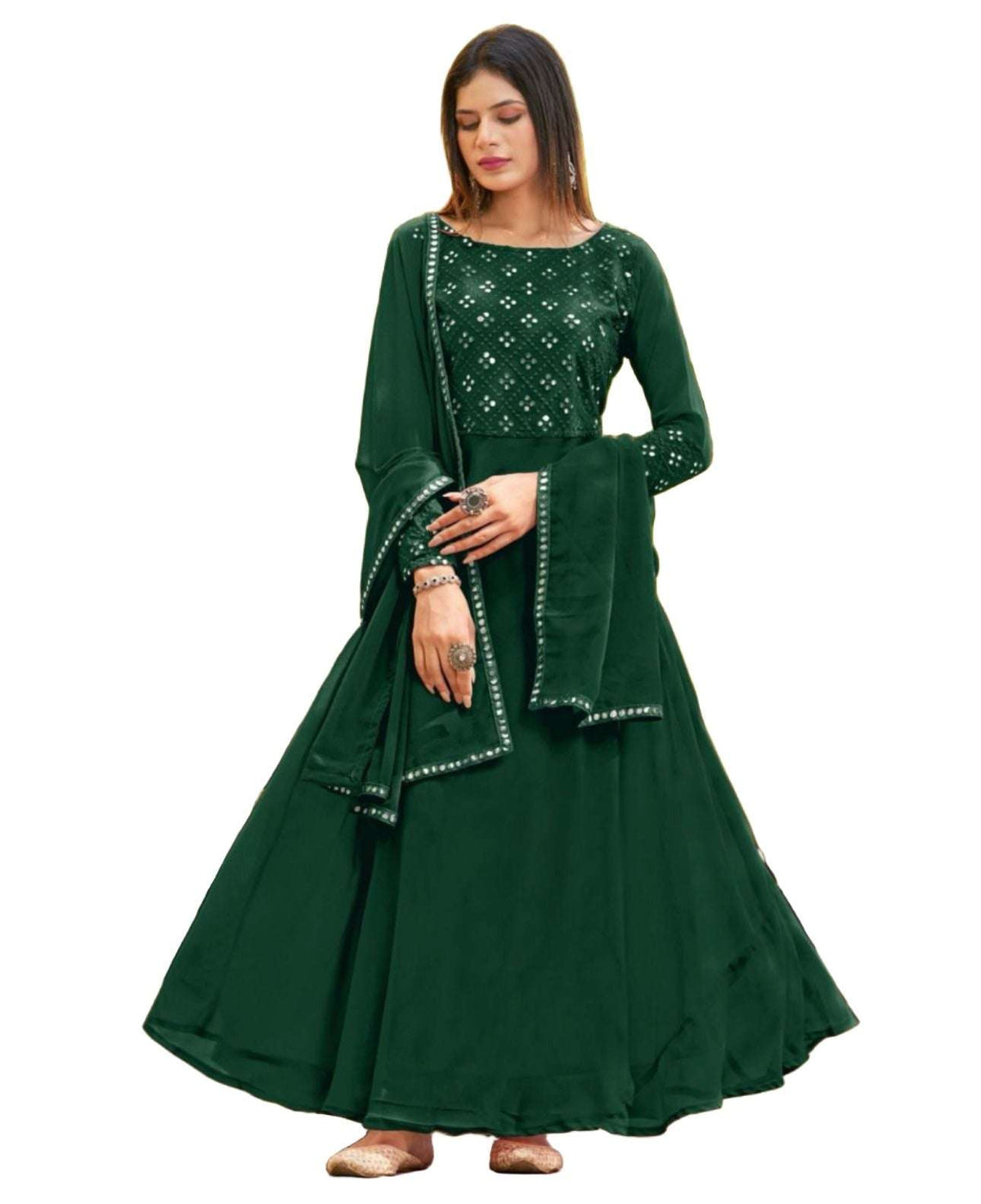 Anarkali Gown Chiffon Embroidered Churidar Gown