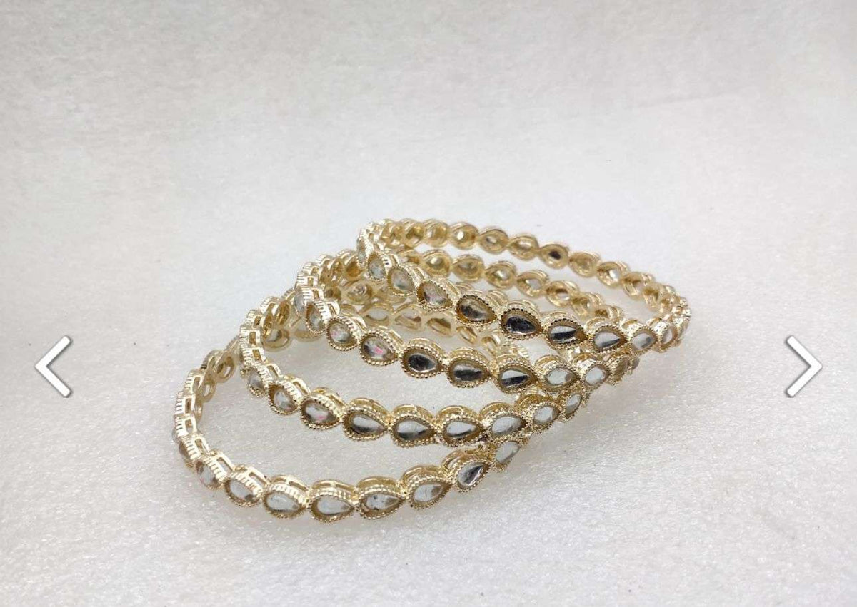 4 Pcs Kundan Gold Plated Bangles Set