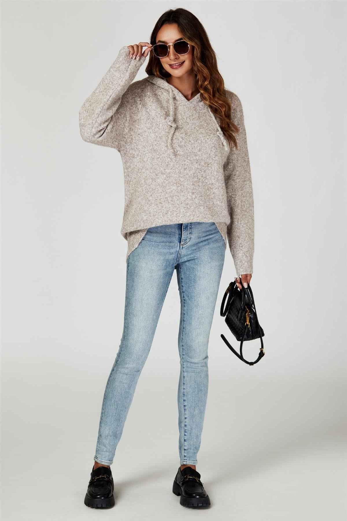 Knit Hoodie In Beige