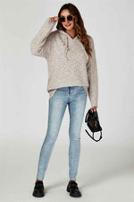 Knit Hoodie In Beige