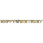Buchstabengirlande Happy Birthday Silber/Gold Glitzer 40