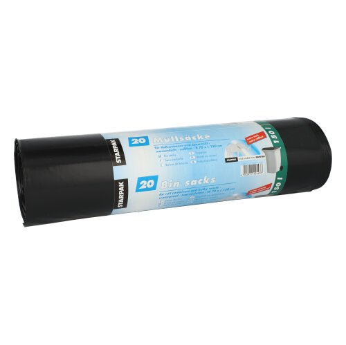 Starpak 20 Müllsäcke, LDPE 150 l 150 cm x 70 cm schwarz extra stark und extra reißfest | Banderole (20 Stück)