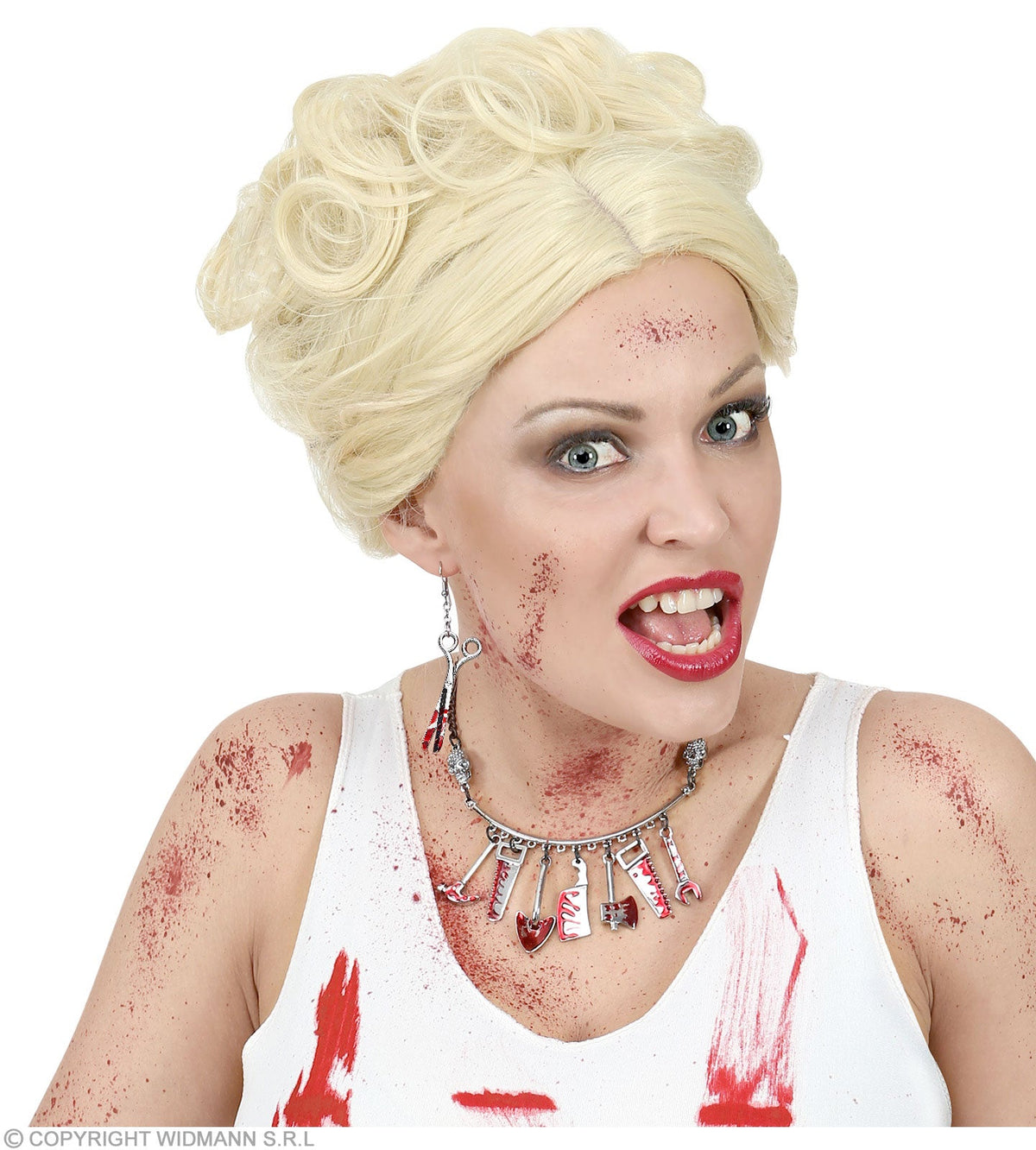 Ohrringe "Blutige Schere" 12462 | Silber Rot