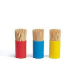 PAPSTAR Zahnstocher rund aus Holz, 6,8 cm, in praktischer Dose | Beutel (450 Stück)